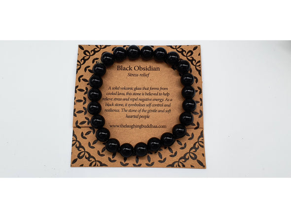 The Laughing Buddhaa Black Obsidian Bracelet for Stress Relief